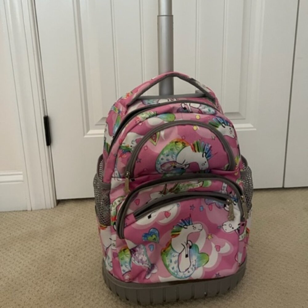 Tilami Rolling Unicorn Backpack 16 Inch School College Travel Carry-on Backpack